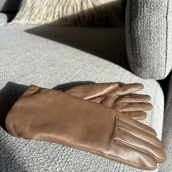Agnelle Brown Leather Women’s Gloves (size 7) - Picture 1 of 6
